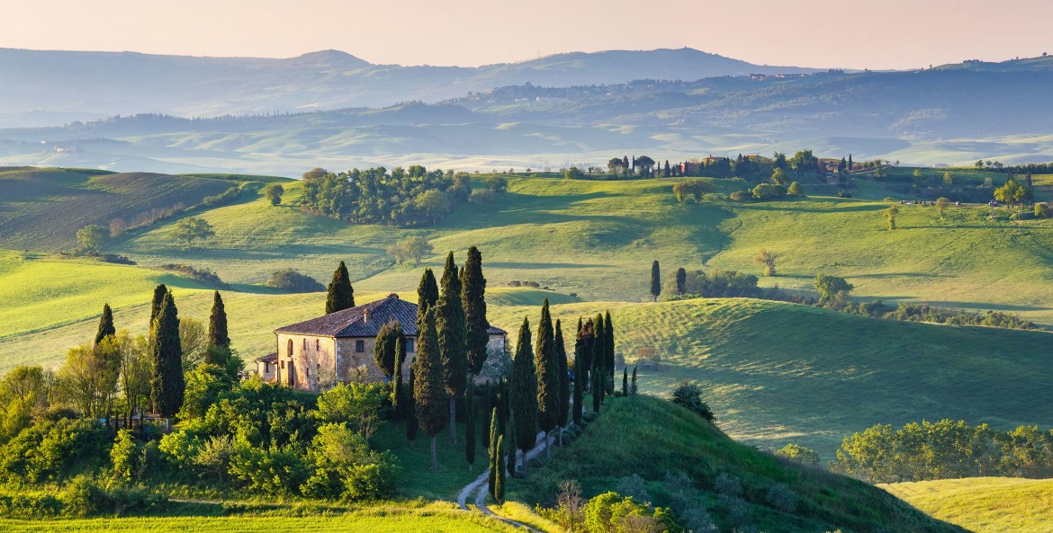 Hilltop agriturismo farm stay in Tuscany, Italy, image