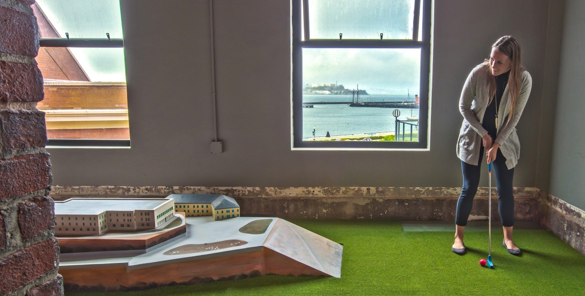 Subpar Miniature Golf Alcatraz Hole in San Francisco, California, picture