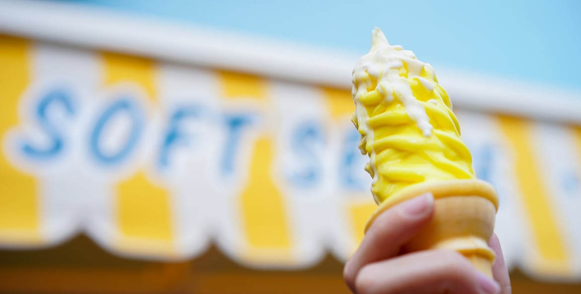 snow-capped lemon soft-serve from Adorable Snowman Frosted Treats on Pixar Pier in Disneyland California Adventure, image