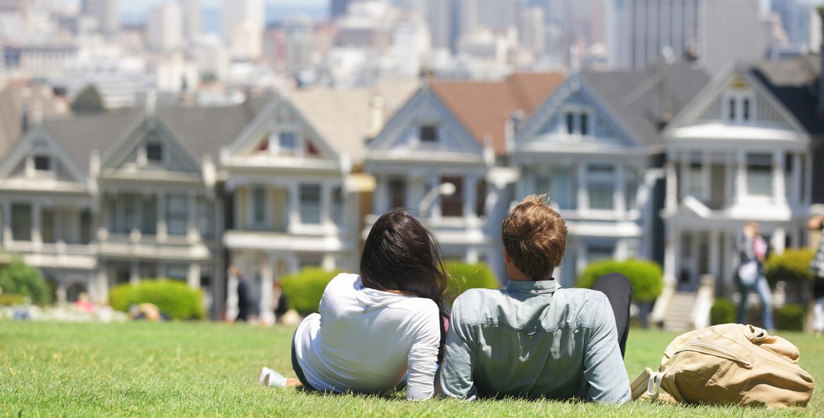 Alamo Square overlooking the Painted Ladies in San Francisco, picture