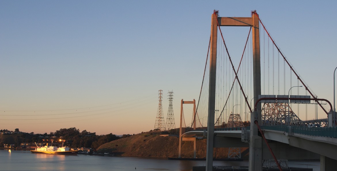 the Carquinez Bridge over the Carquinez Strait in Solano County, California