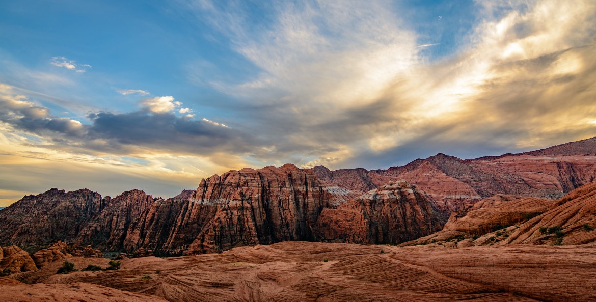 Clouds hang over Snow Canyon State Park in St. George, Utah