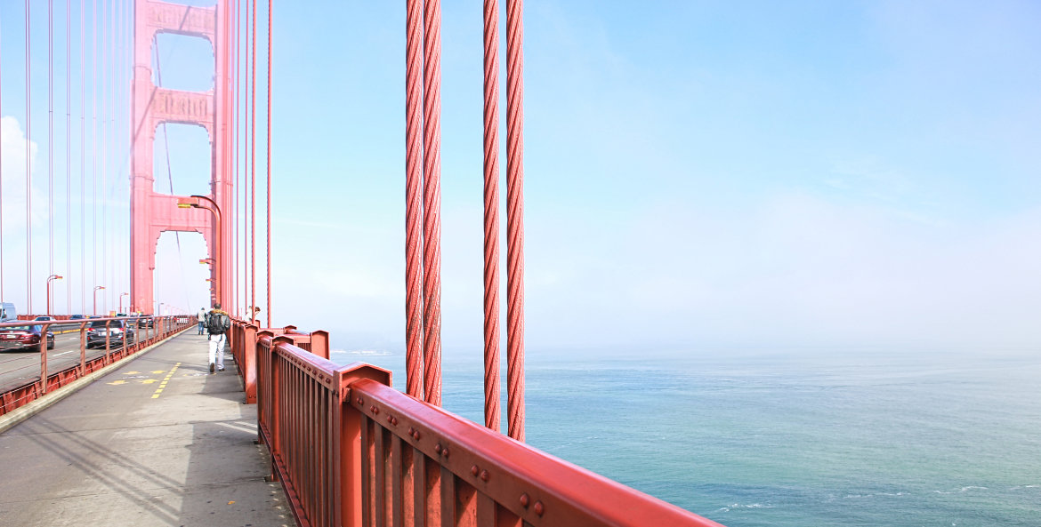 Golden Gate Bridge pedestrian path in San Francisco, California, picture