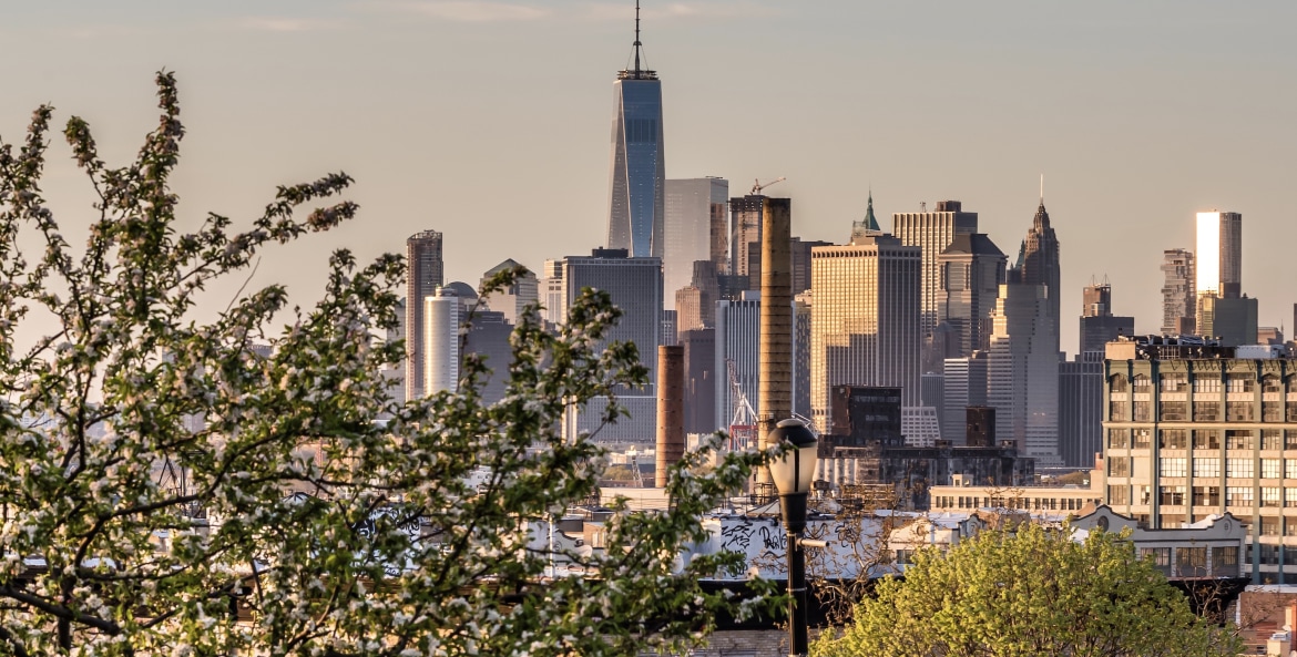 skyline view of lower Manhattan from Sunset Park in Brooklyn, New York, picture