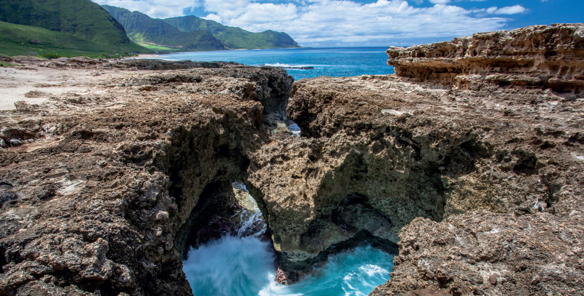 heart-shaped rock formation at Kaena Point on Oahu's western tip in Hawaii, picture