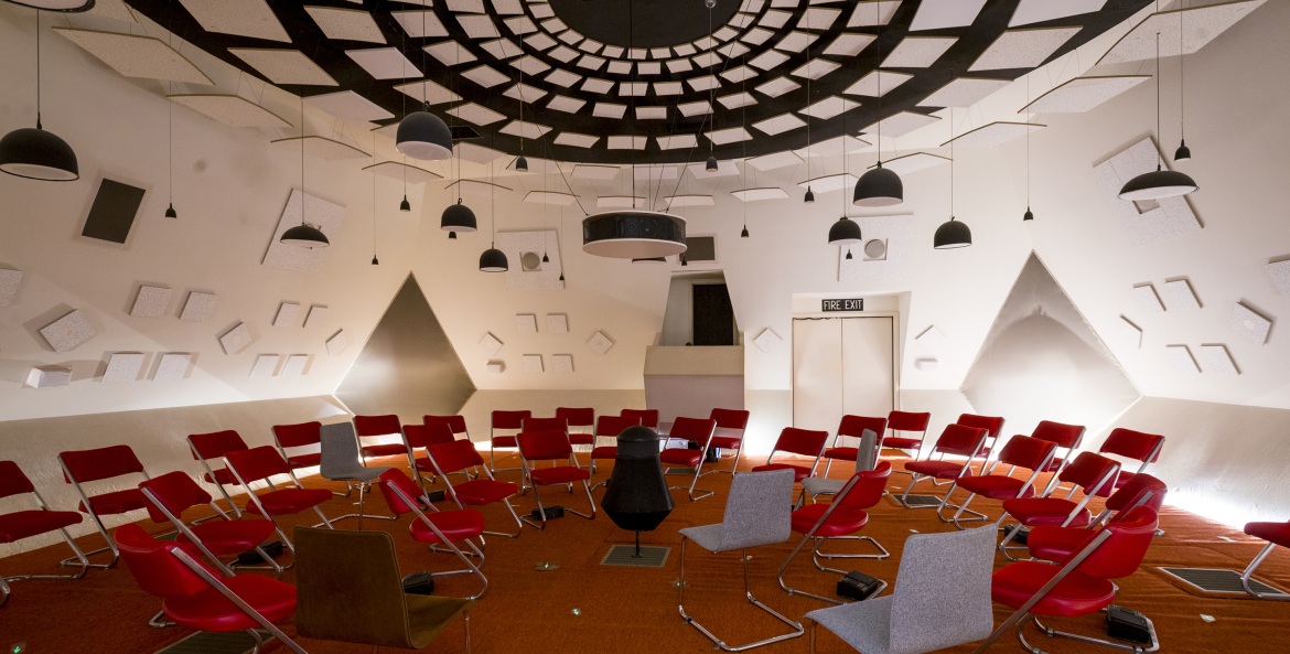 San Francisco audium interior, circular room with chairs, photo