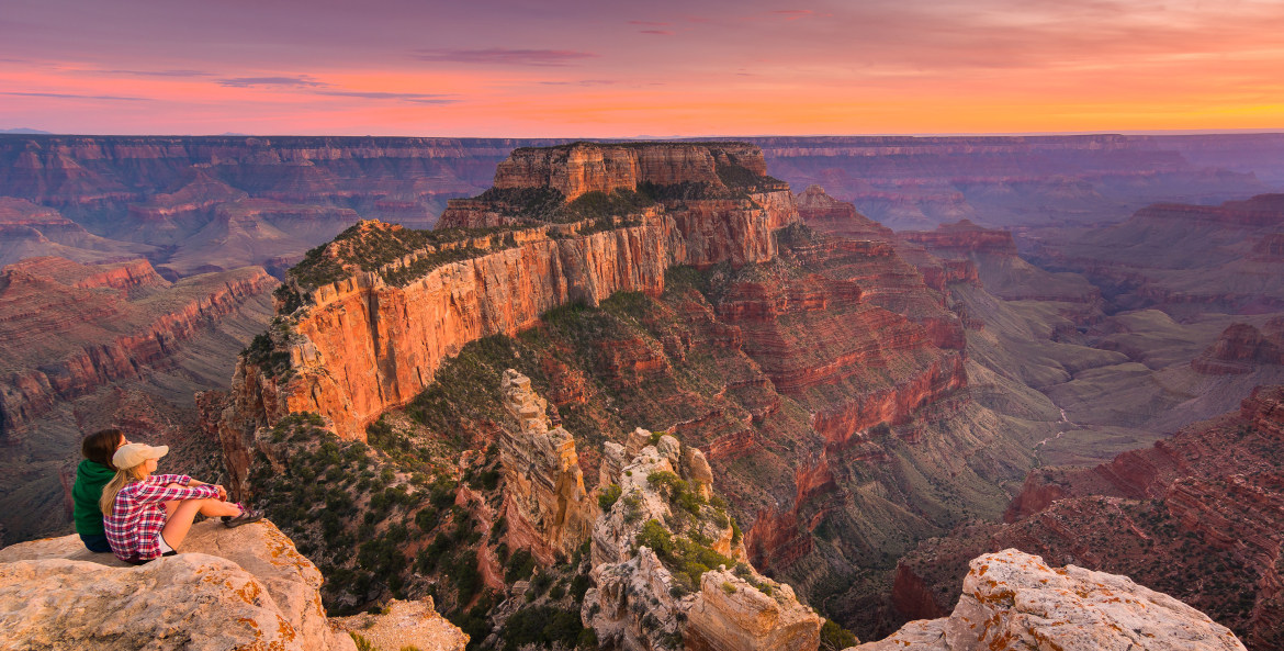 a dramatic sunset over the Grand Canyon's North Rim, picture