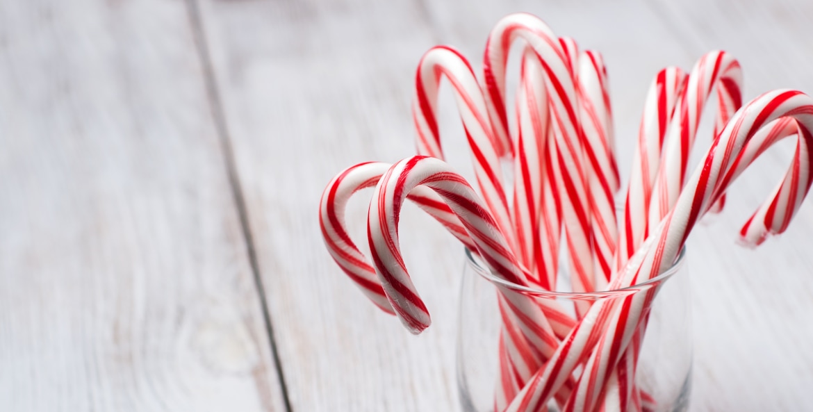 candy canes in a glass during the holidays, picture