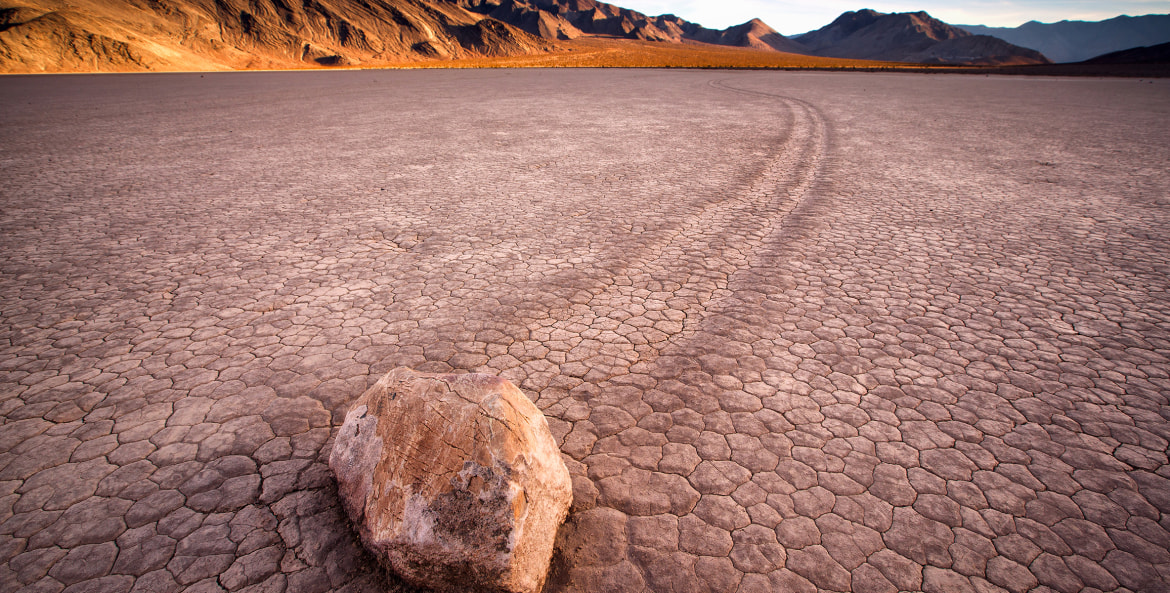 sailing rock on Racetrack Playa in Death Valley National Park, image