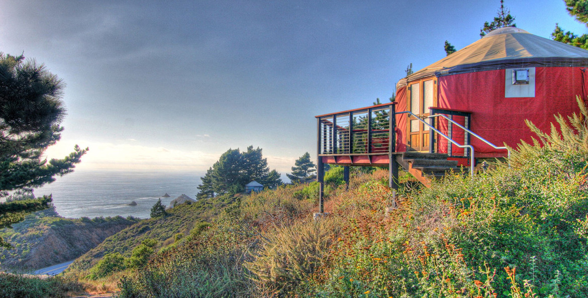yurt overlooking the Pacific Ocean at Treebones Resort in Big Sur, California, picture
