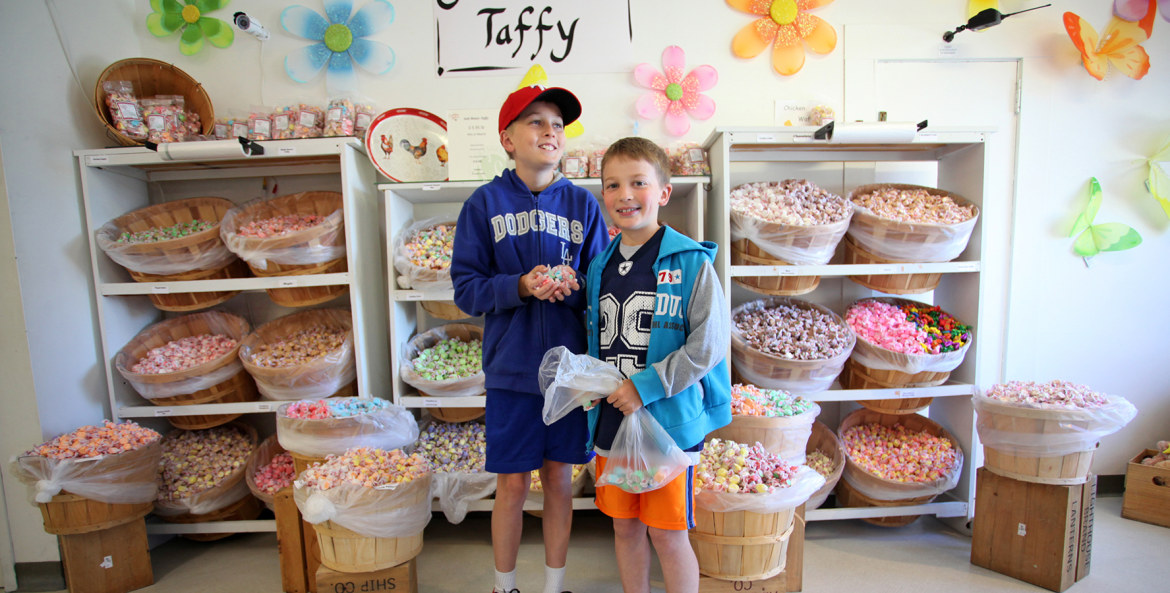 two little boys check out the sweet offerings at Cranberry Sweets, picture