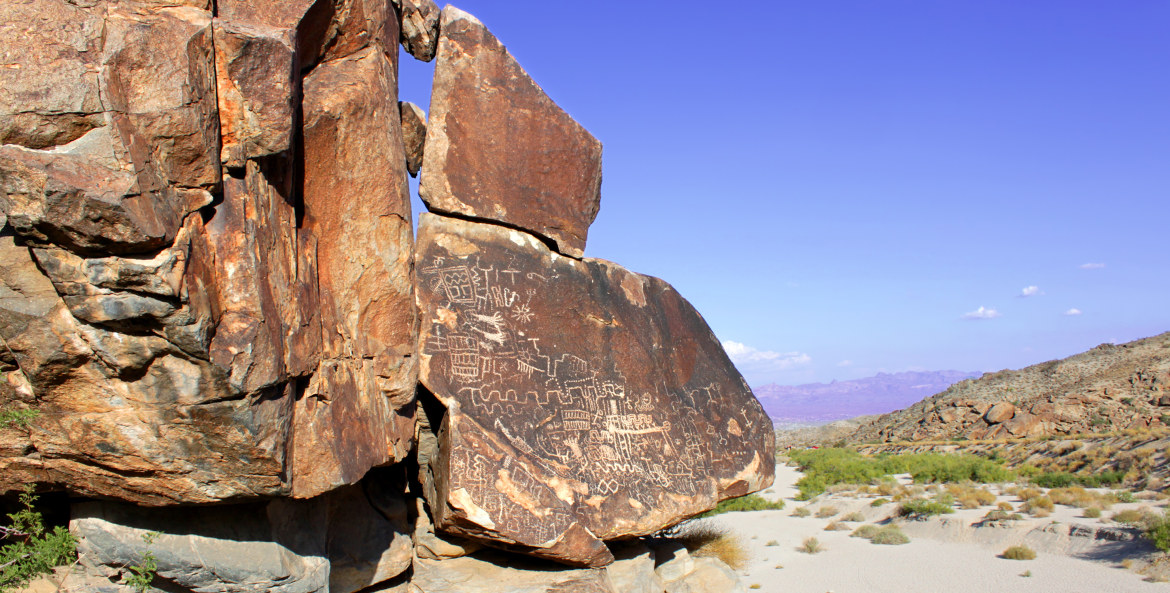 petroglyphs at Grapevine Canyon near Laughlin, Nevada, picture