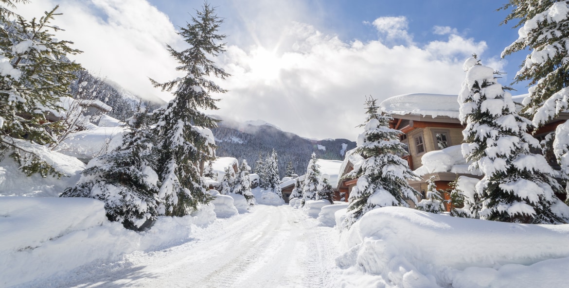 Mountain retreats in Whistler, British Columbia, blanketed in snow picture
