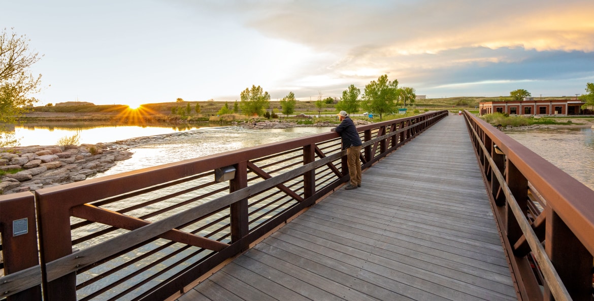 Bridge over North Platte River in Casper, Wyoming