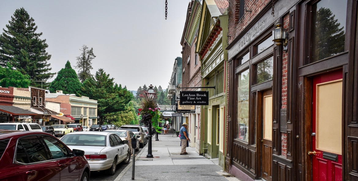 A couple windowshops in downtown historic Nevada City, image
