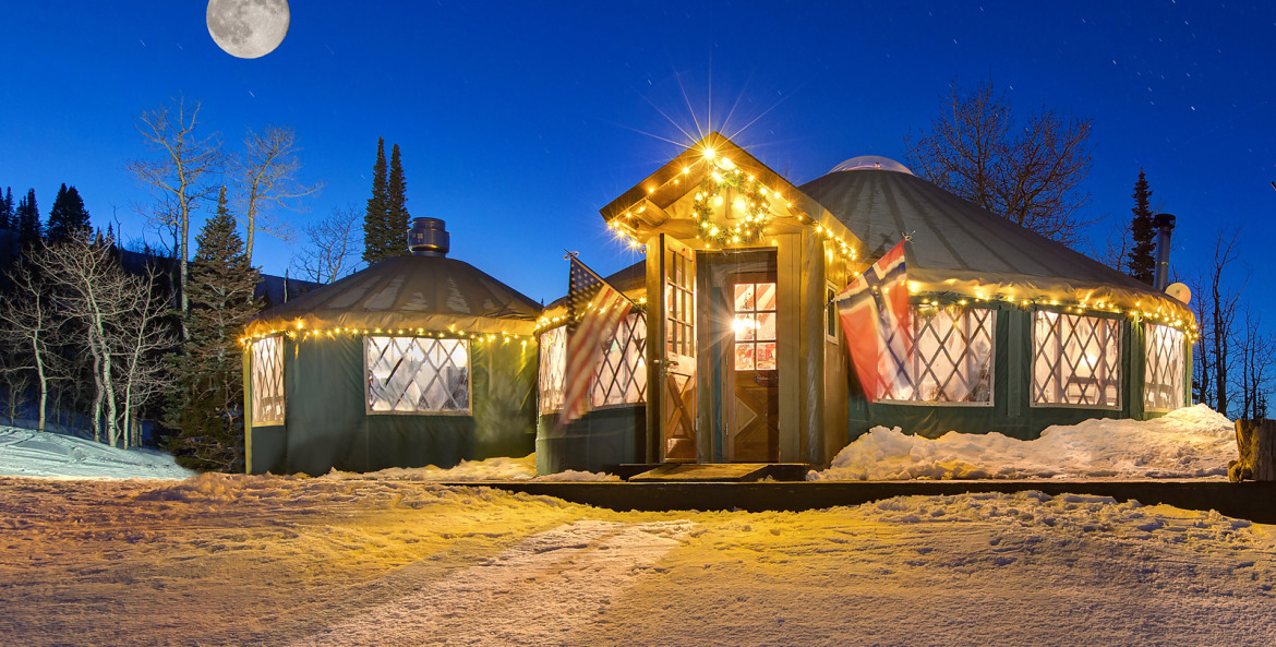 Park City's Viking Yurt at night, picture