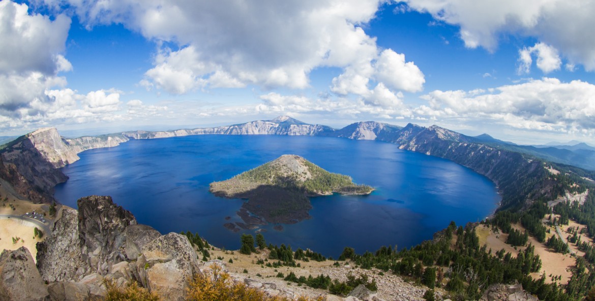 wide angle view of Crater Lake, picture