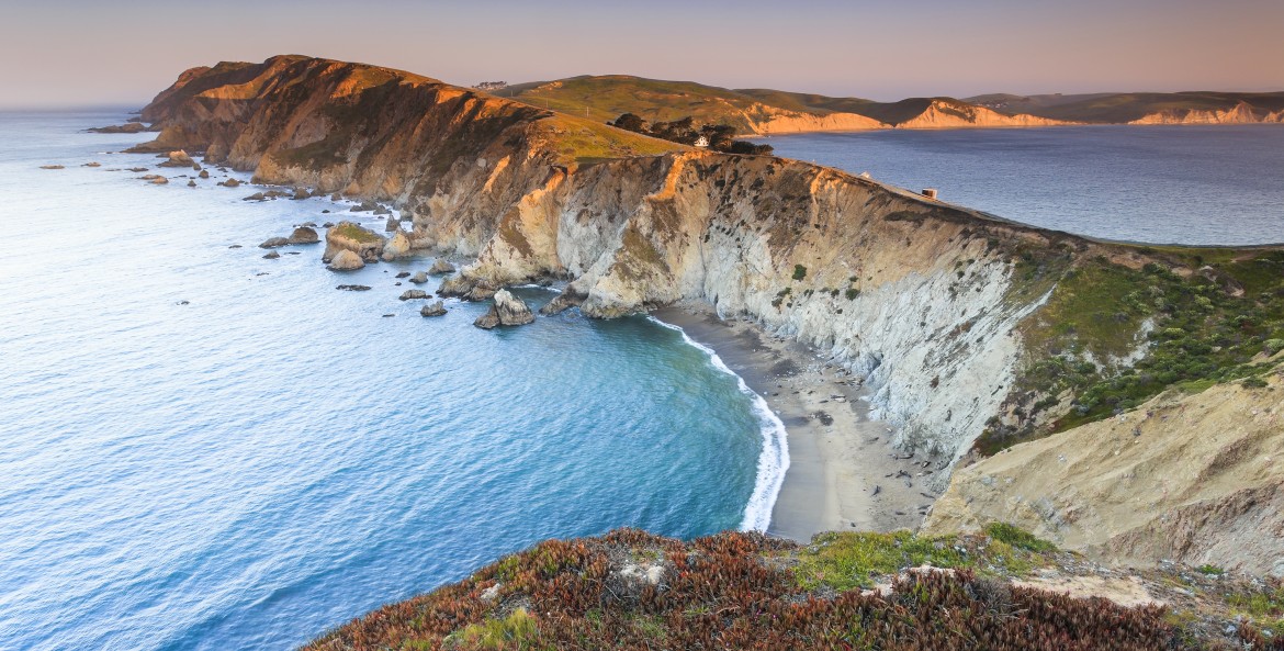 Bluffs at sunrise in Point Reyes National Seashore, image