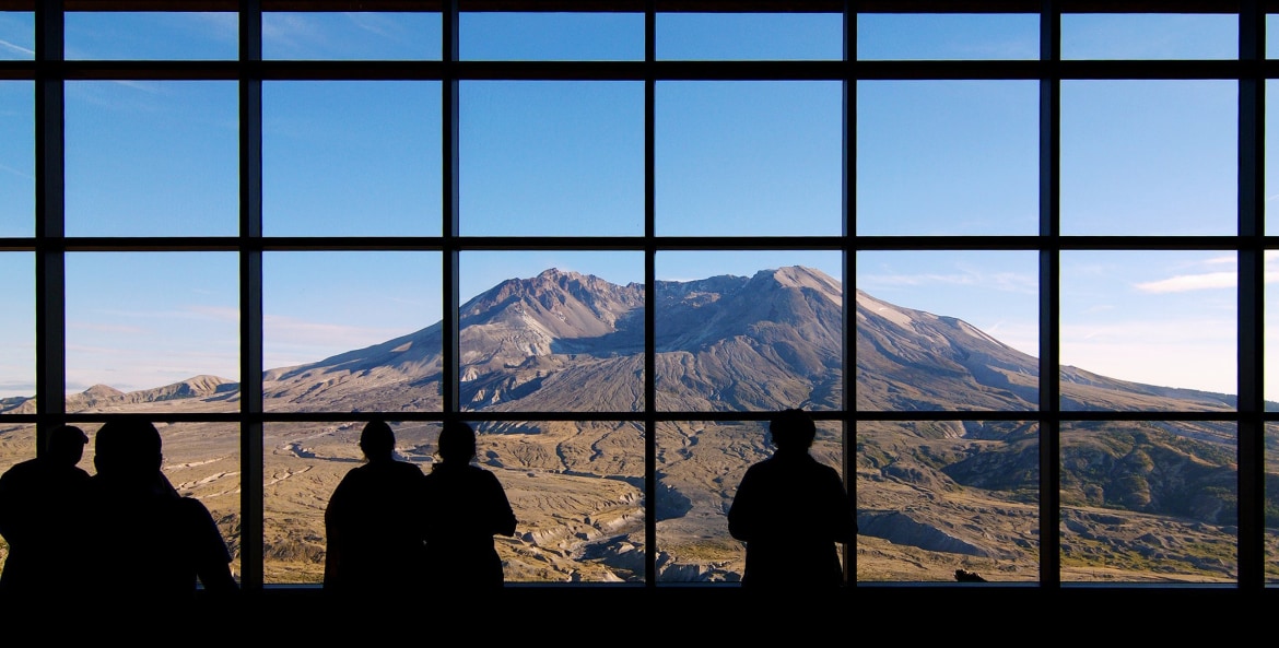 Views of Mount St. Helens from the visitor's center, image