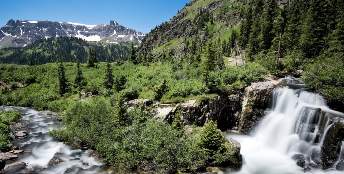 picture of a waterfall at Yankee Boy Basin near Ouray, Colorado