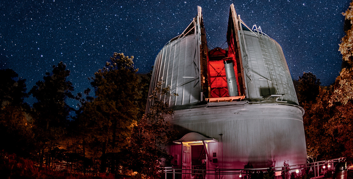 Lowell Observatory exterior on a starry night in Flagstaff, Arizona, picture