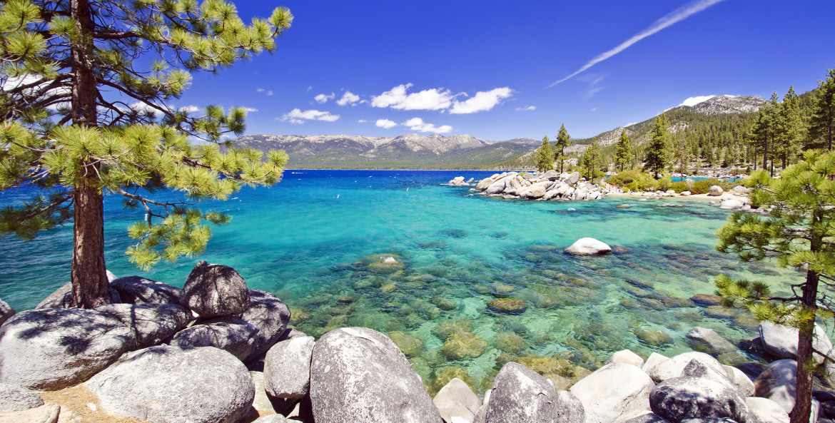 Turquoise waters at Lake Tahoe in the summer