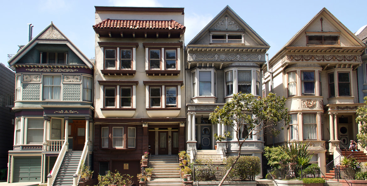 Victorian homes in San Francisco that are covered by AAA earthquake insurance.