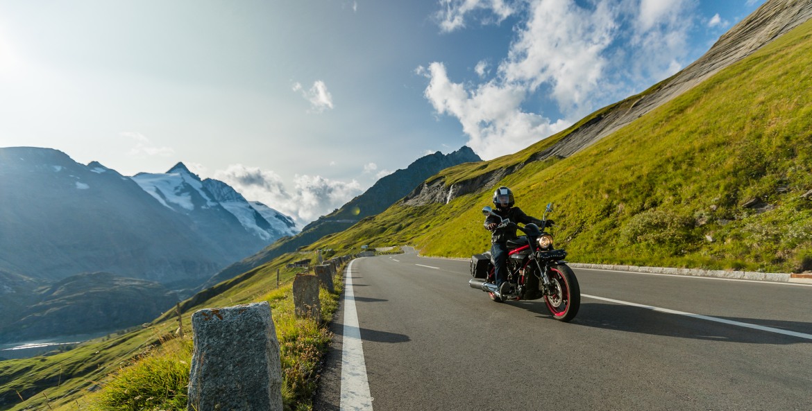 Motorcyclist on a remote road.