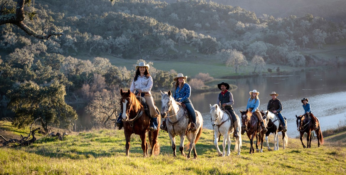 A group of  horseback riders from Alisal Guest Ranch & Resort.