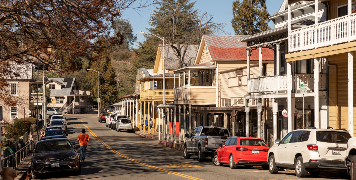 Sutter Creek, California Main Street in the Sierra Foothills.