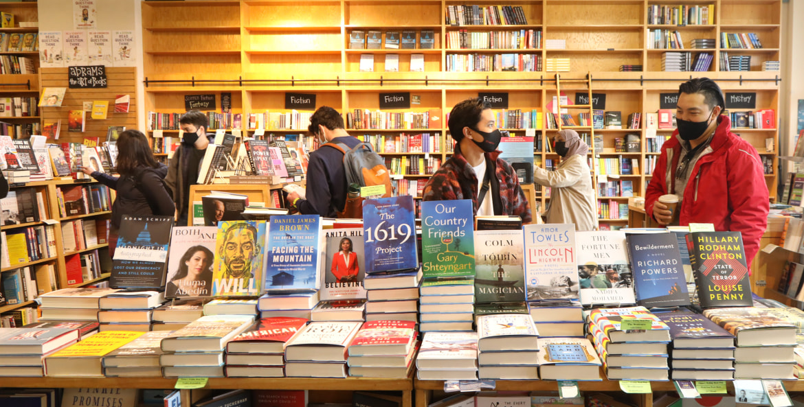 People browse new releases at Book Passage in San Francisco.