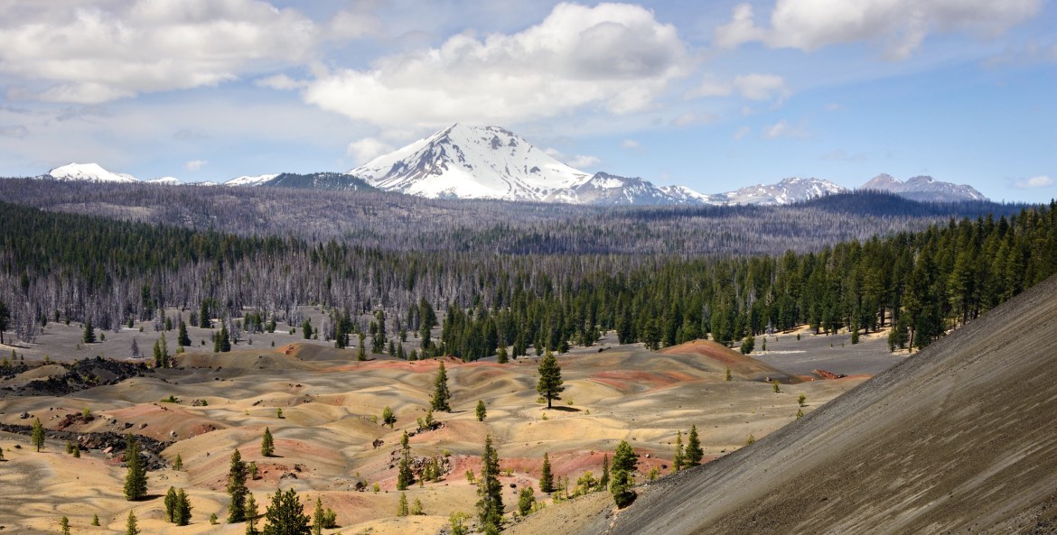 picture of the landscape with Lassen in the background at Lassen Volcanic National Park