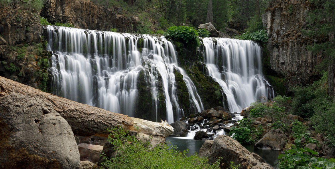 McCloud Falls on a spring day in Shasta-Trinity National Forest, California.