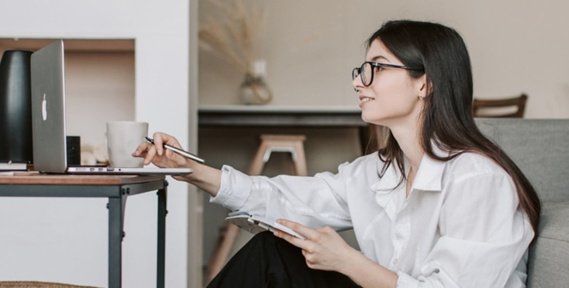 Woman working on laptop