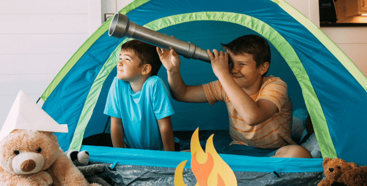 Kids playing in tent