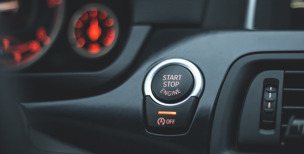 Push to start button on a new car.