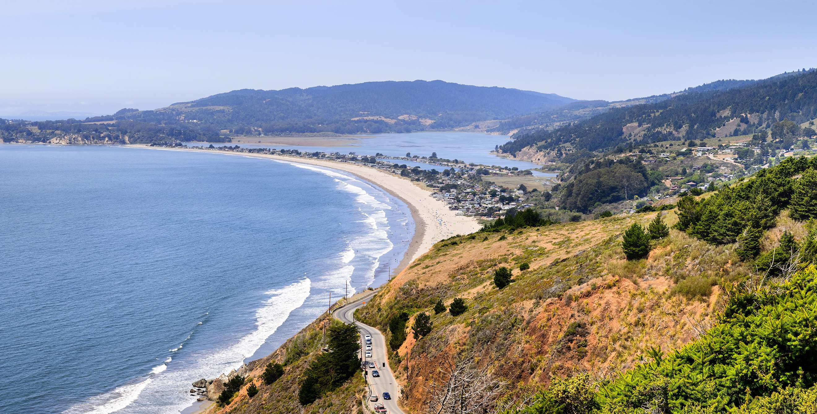 An aerial view of Stinson Beach in Marin County