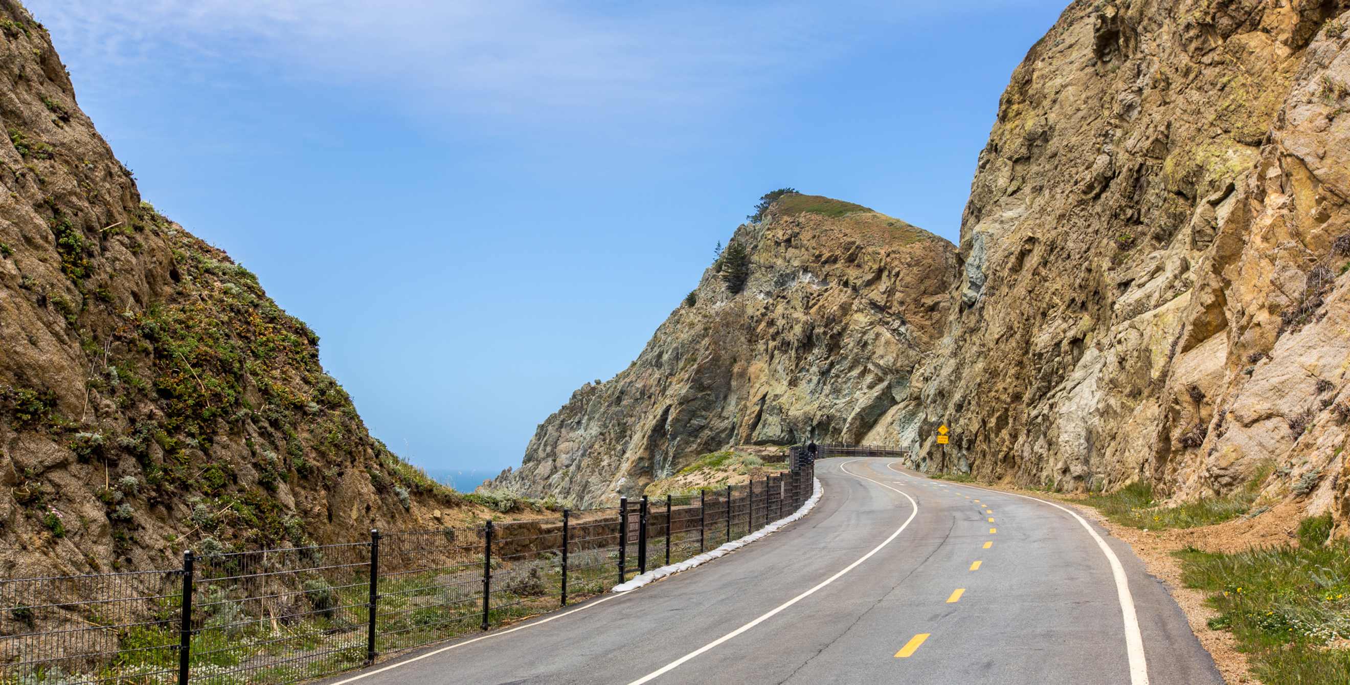 Devil's Slide Trail on a sunny day along a portion of Highway 1 south of Pacifica