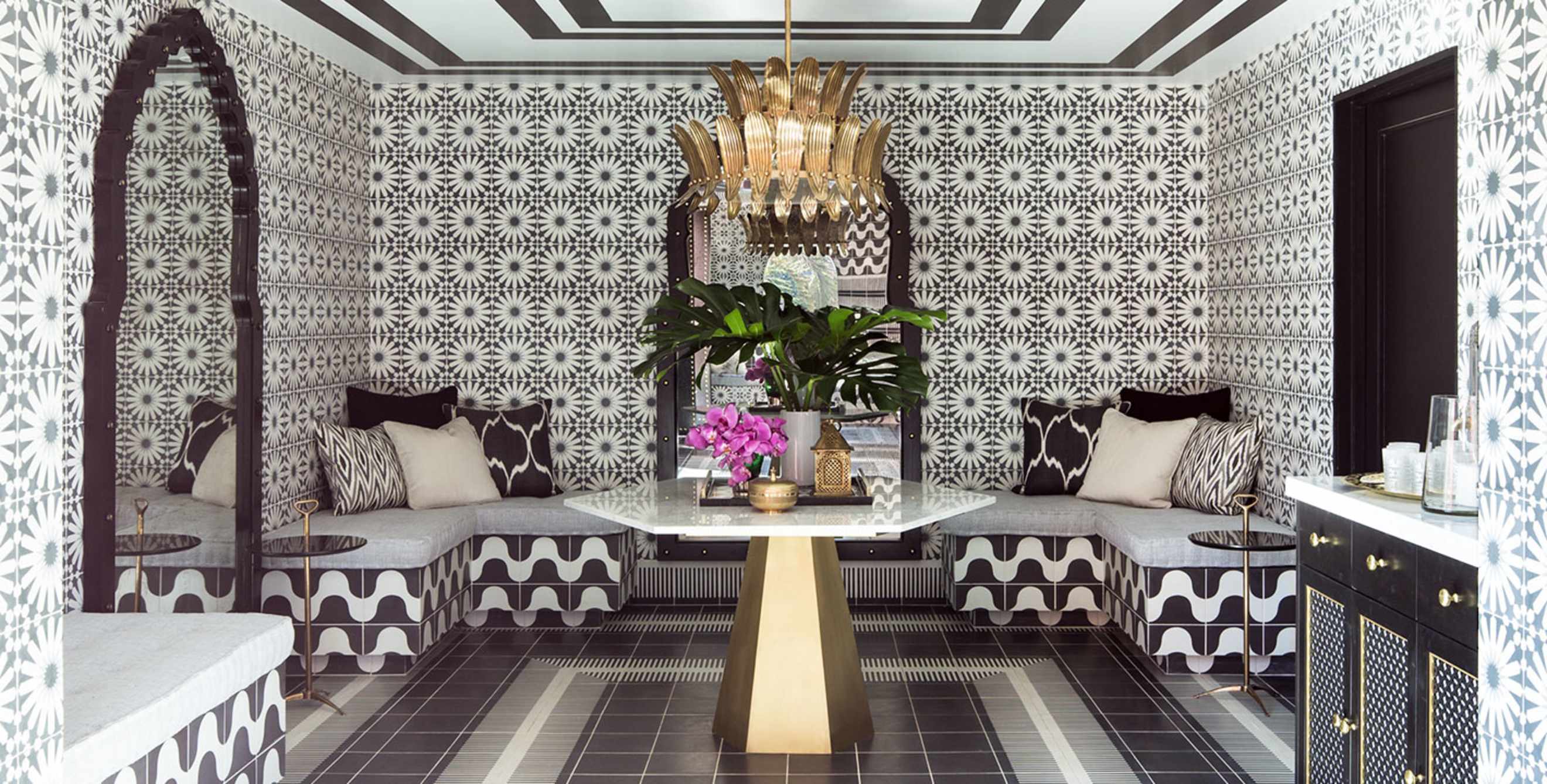Moorish-inspired modern interior at the Sands Hotel & Spa in Palm Springs, California.