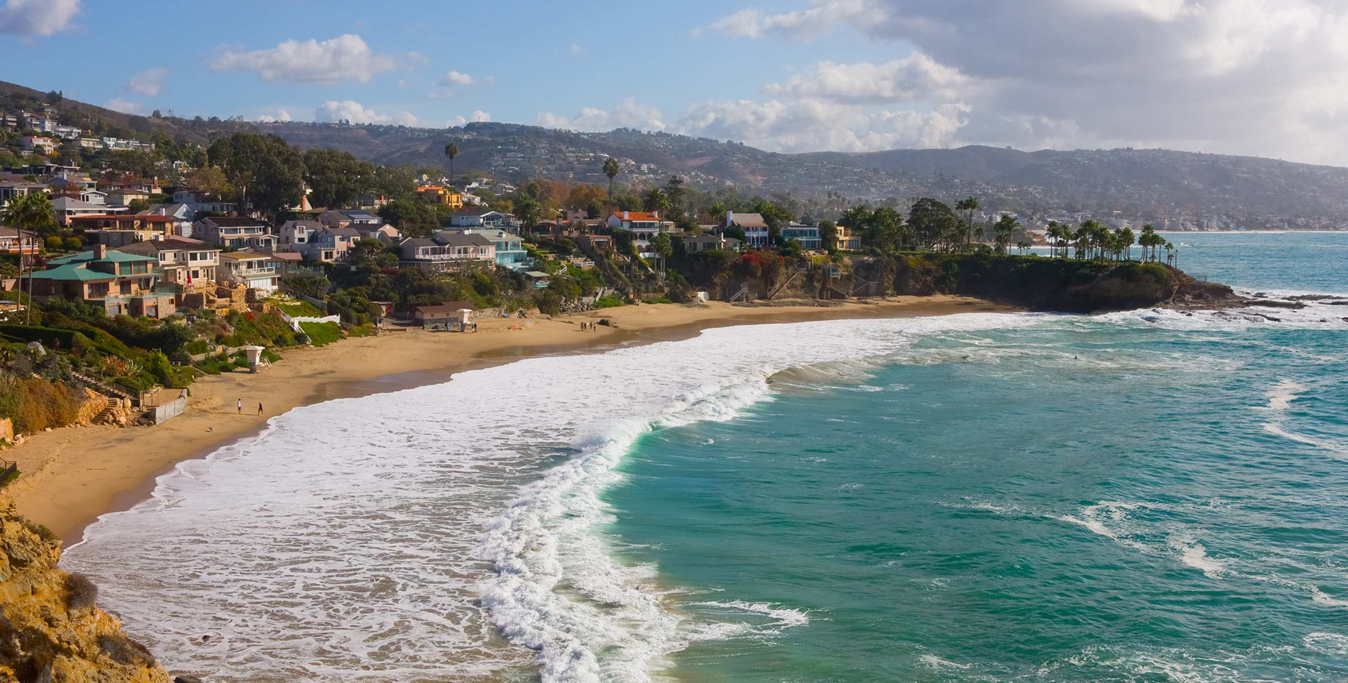view of Laguna Beach from Crescent Cove in California