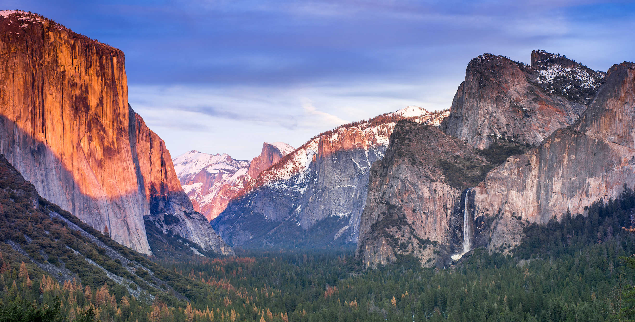 Yosemite Falls from Tunnel View in Yosemite National Park, California