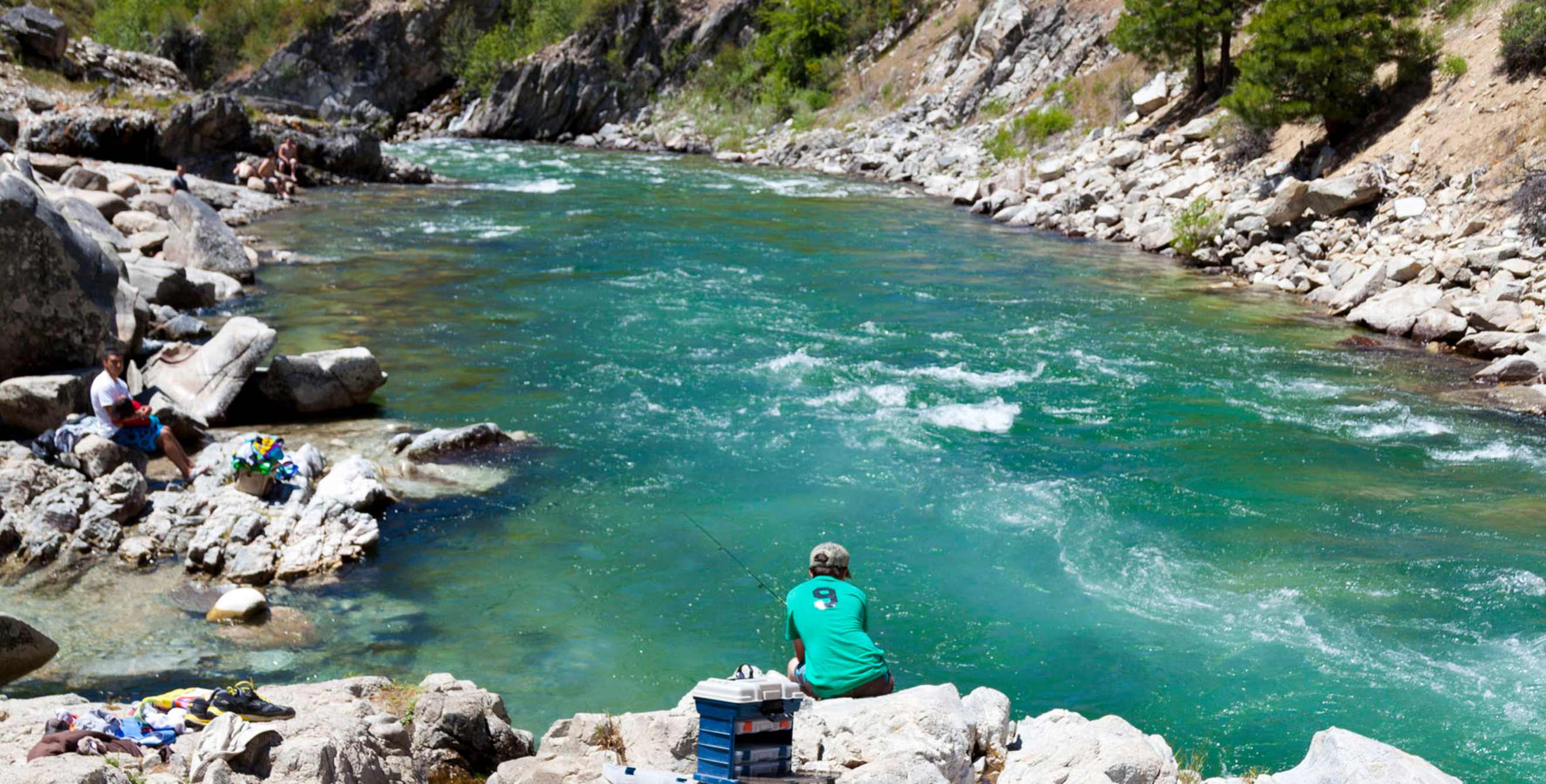 fishing and relaxing along the Payette River near Lowman, Idaho
