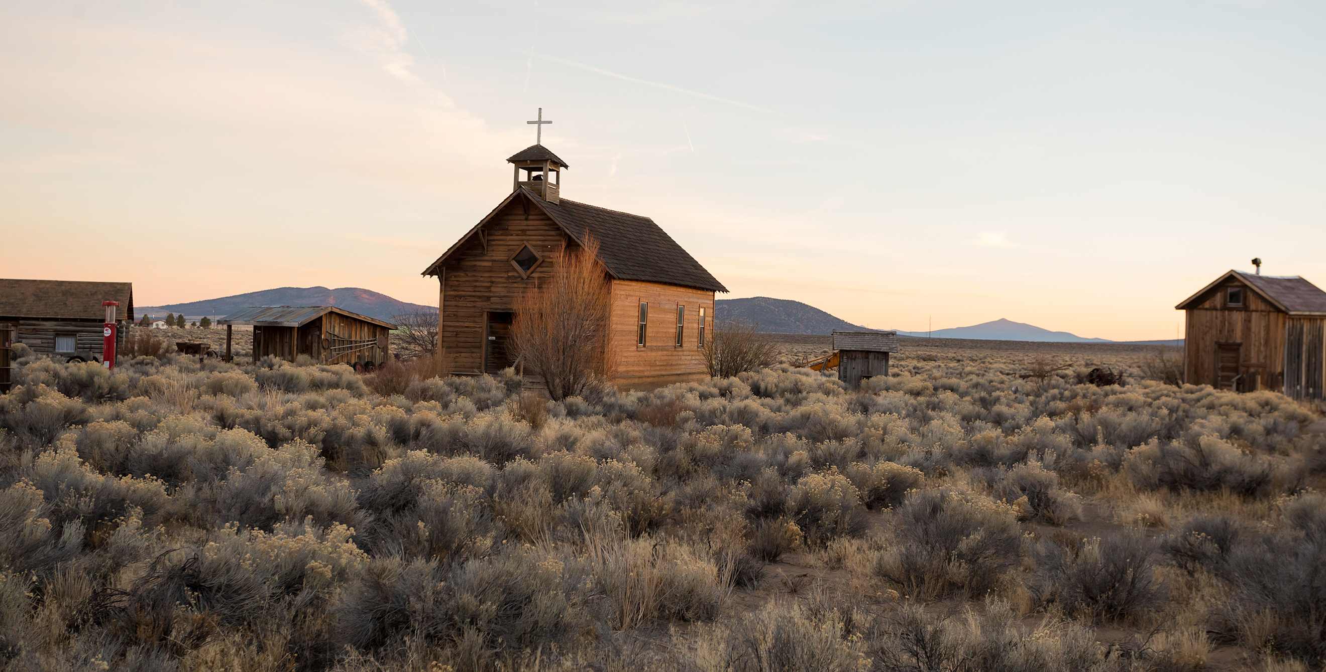Historic buildings near Fort Rock, Oregon outside of Bend, Oregon