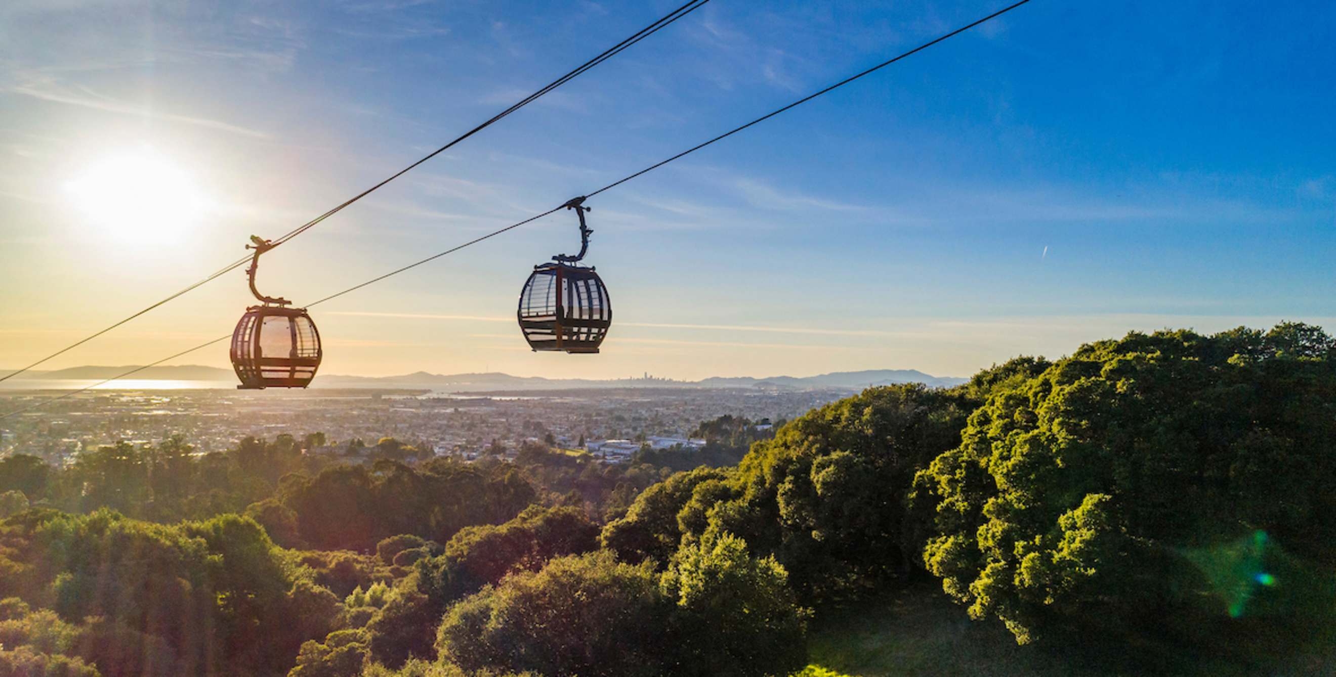 gondolas ferrying visitors to and from the Oakland Zoo's California Trail, picture