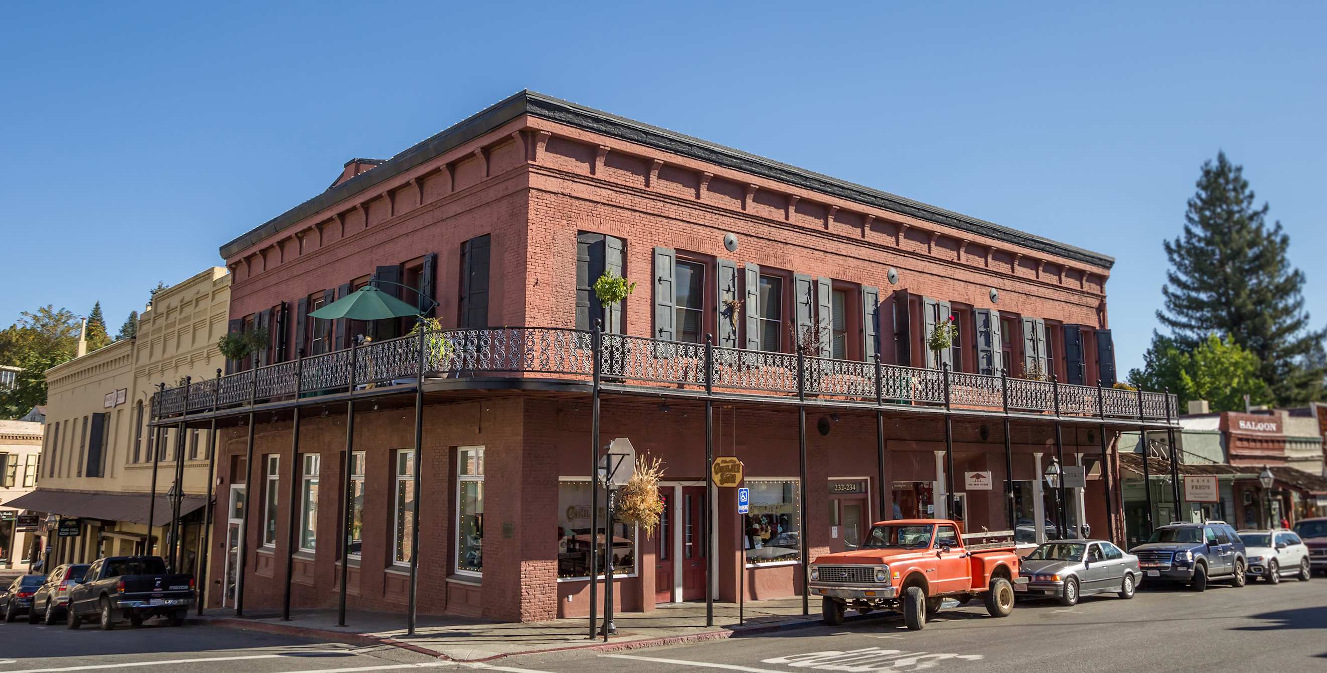 Brick building in downtown Nevada City, California, photo