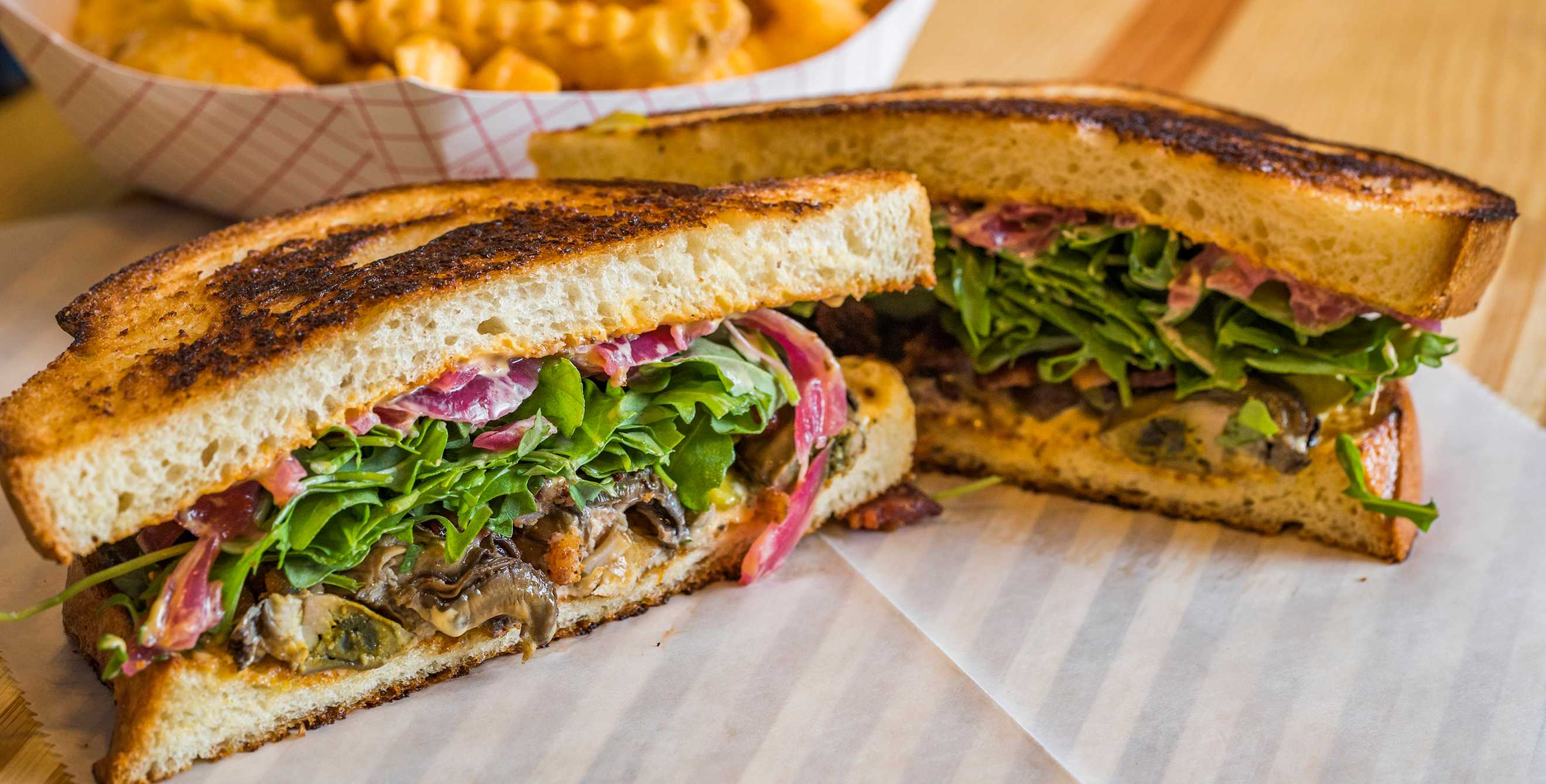 Smoked oyster sandwich at Timmy’s Brown Bag