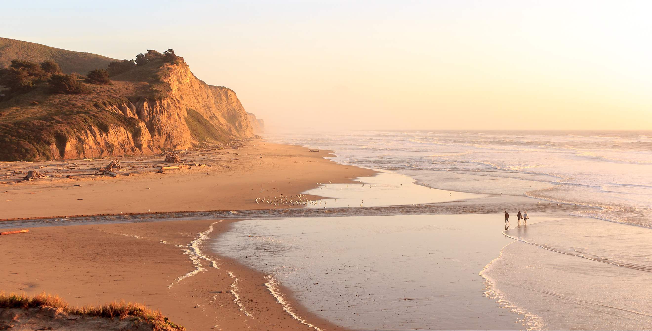 San Gregorio State Beach at sunset, Half Moon Bay, California.
