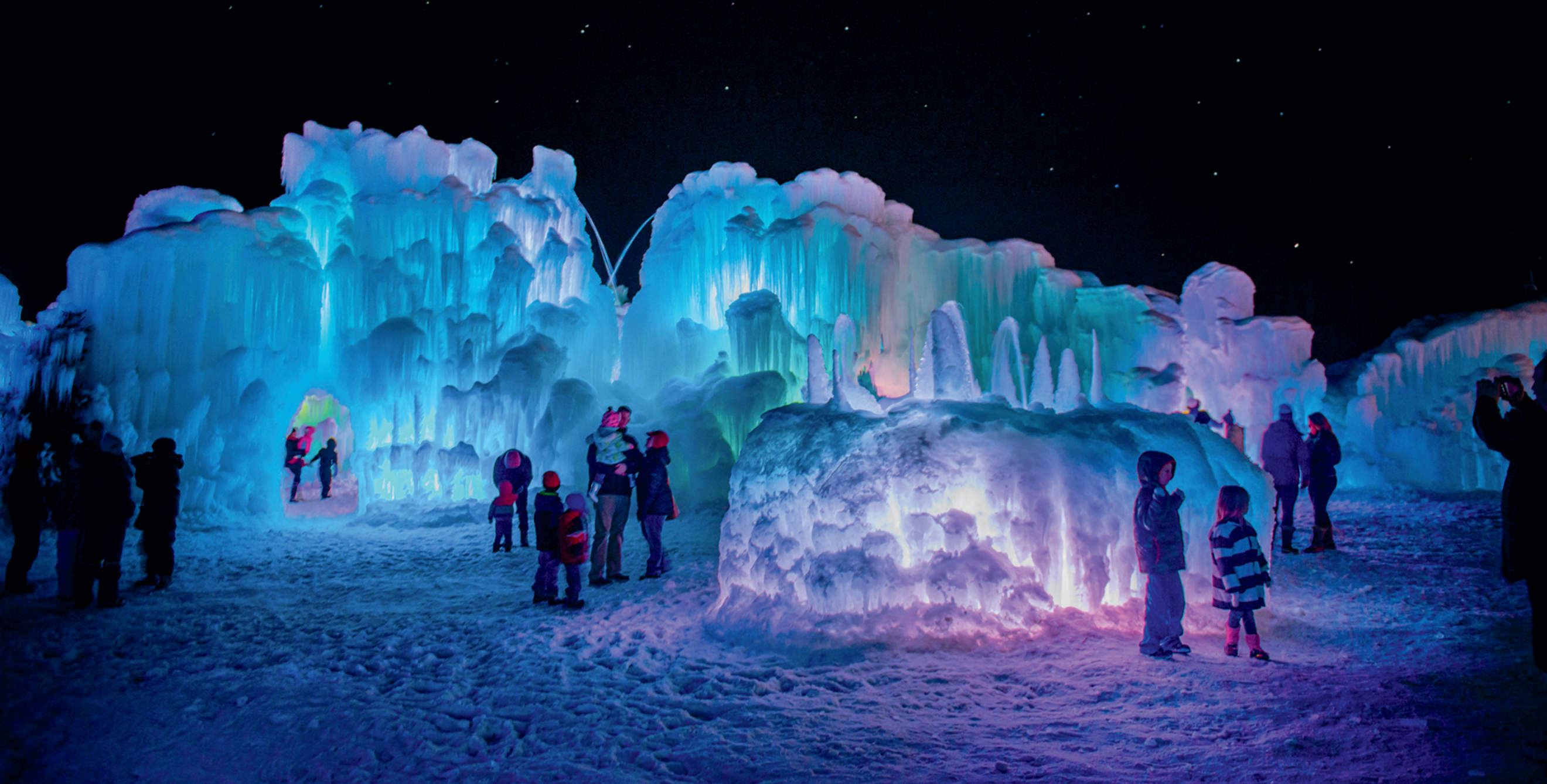 Colorful ice castles in Midway, Utah
