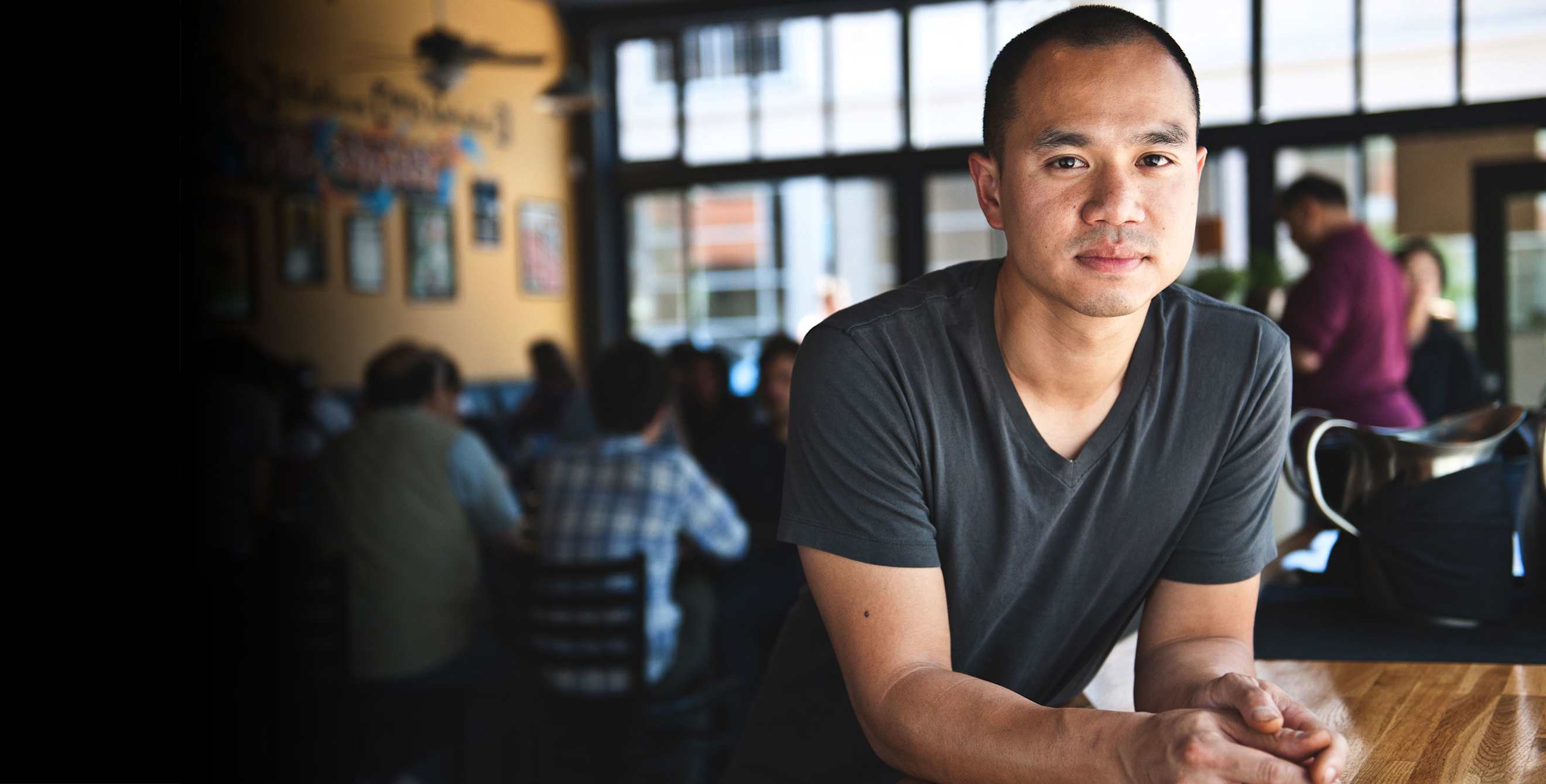Chef James Syhabout in his Oakland, California restaurant, Hawking Bird