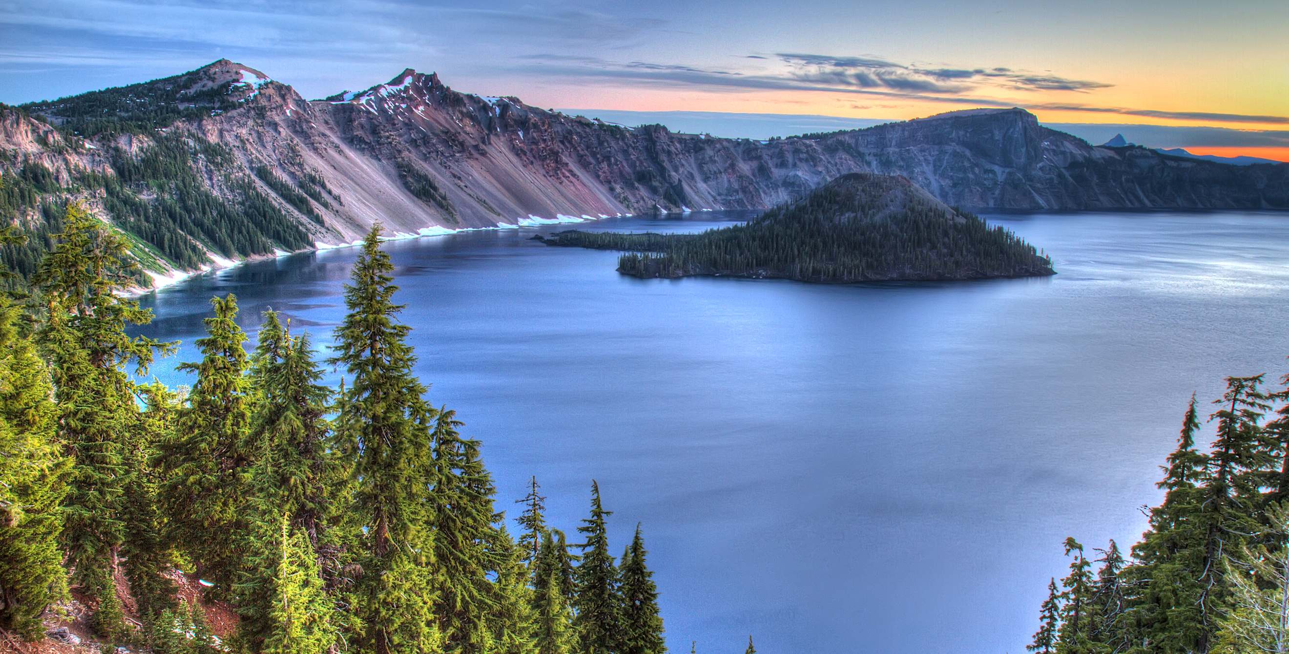 Oregon's Crater Lake at sunrise, picture